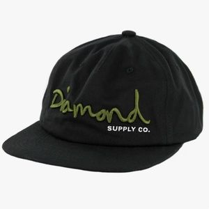 NWT Diamond Supply Co. Men’s OG Script Unstructured Strapback Hat Black/Green